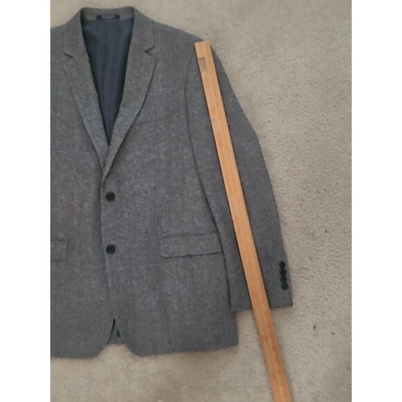 ADOLFO Lambswool TWEED Sport Coat Mens 44R Gray Herringbone Fleck Blazer Jacket - Picture 11 of 16
